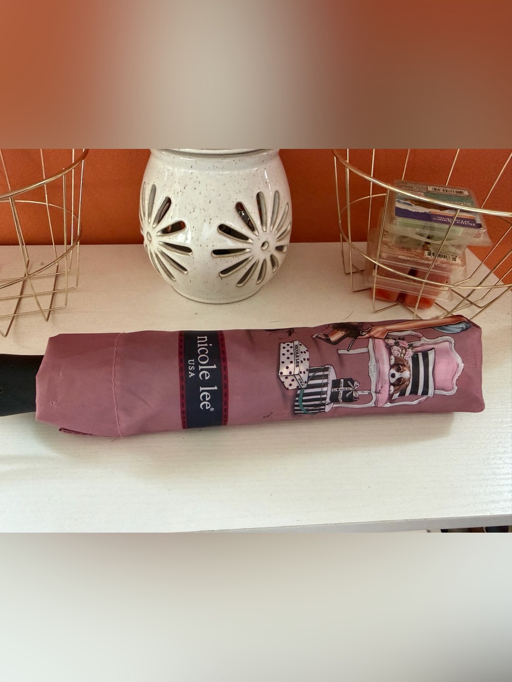NICOLE LEE Mauve Graphic Umbrella(NWOT)